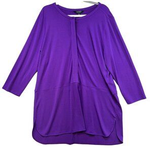 Lauren Ralph Lauren Womens Tunic Blouse Top 2X Purple Button-Up